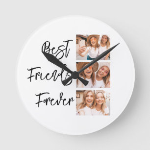 Horloge Ronde Meilleurs amis Forever Cadeau Photo Collage