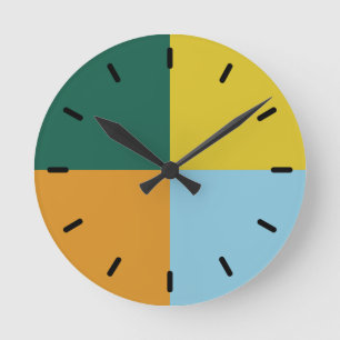 Horloge Ronde Mélange bleu bleu vert jaune orange