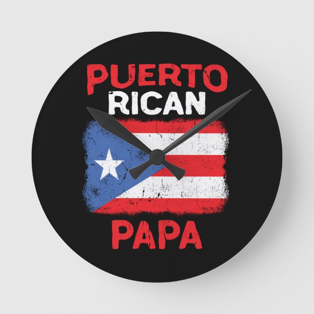 Horloge Ronde Mens Porto Rico Boricua Latino Papa Fathers Day (Recto)