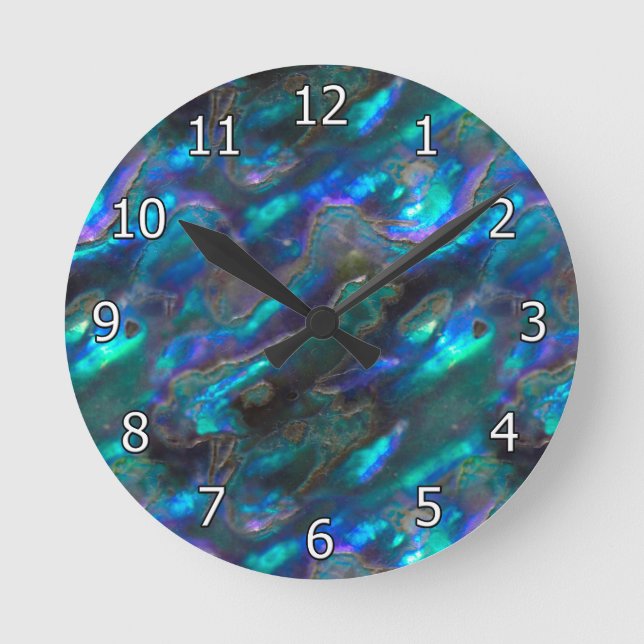 Horloge Ronde Mère De Pearl Texture Motif Photo Bleu (Recto)