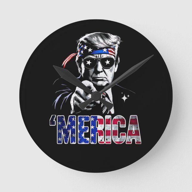Horloge Ronde Merica Trump American Flag États-Unis (Recto)