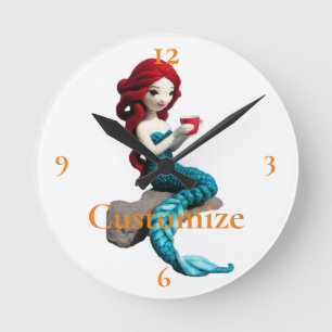 Horloge Ronde Mermaid Relaxant Avec Boisson Thunder_Cove
