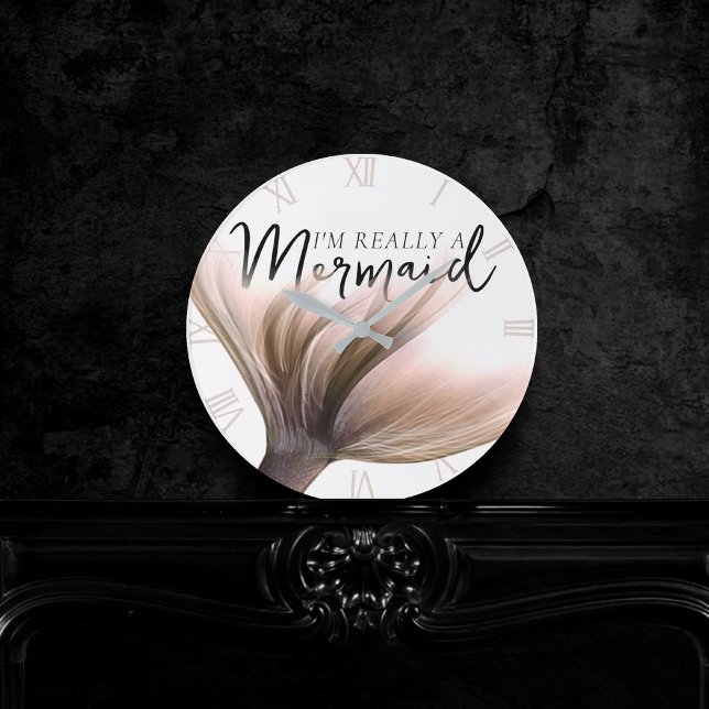 Horloge Ronde #MermaidLife Im Really a Mermaid | Rose Gold Tail (Créateur téléchargé)
