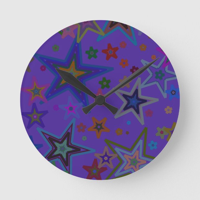 Horloge Ronde Merry Christmas Dark Purple, Stars Heaven Star (Recto)