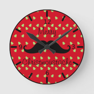 Horloge Ronde Merry Christmoustache Round Clock