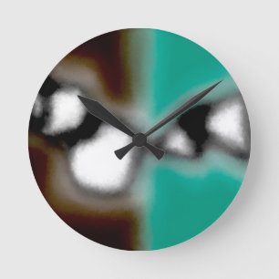 Horloge Ronde Message dans une bouteille : Brown Abstrait, Turqu
