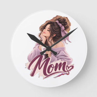 Horloge Ronde Messy Bun Coffee Maman — Vie de Maman Cosy et Esth