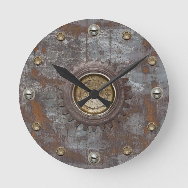 Horloge Ronde Métal rouillé Steampunk Vintage Vieux (Recto)