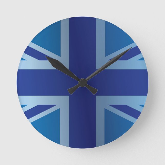 Horloge Ronde Métallc Blue Classic Union Jack British(UK) Flag (Recto)