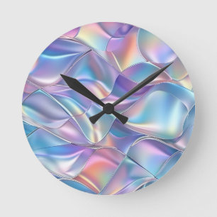 Horloge Ronde Métallisé iridescent 6 Géométrique