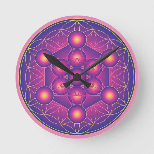 Horloge Ronde Métatron's Cube in Flower of life (Recto)