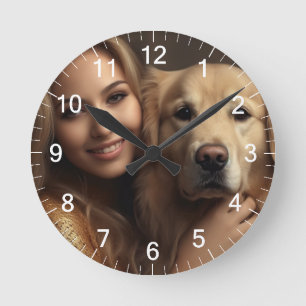 Horloge Ronde Mete golden retriever Meilleur Chien Maman Jamais 