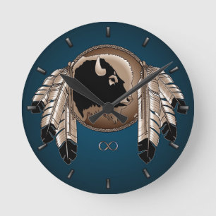 Horloge Ronde Metis Clock Première Nation Spirit Buffalo Wall Cl