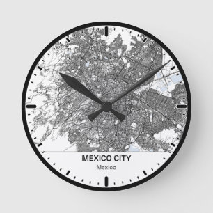 Horloge Ronde Mexico Clock City Line Art
