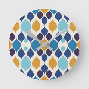 Horloge Ronde Mi-siècle 1960 géométrique colorée