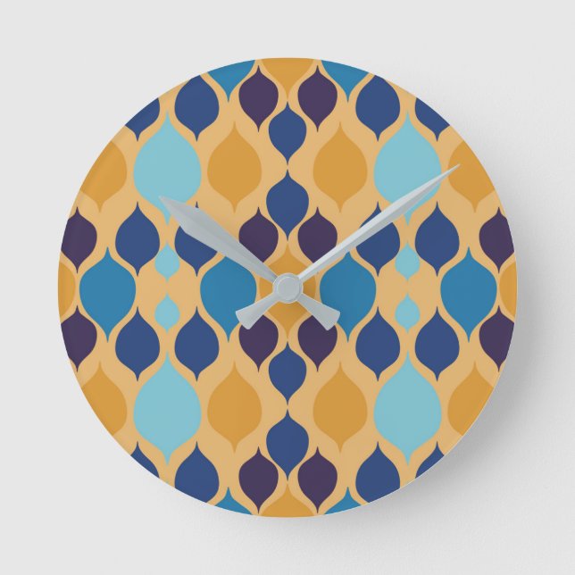 Horloge Ronde Mi-siècle 1960 Géométrique Jaune (Recto)