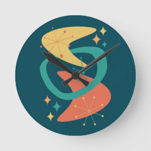 Horloge Ronde Mi-siècle Âge atomique 7 Charbon