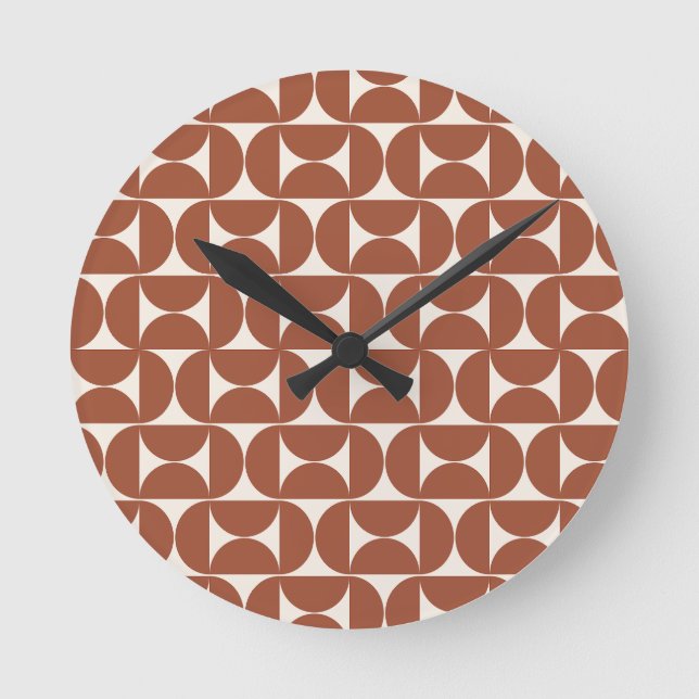 Horloge Ronde Mi-siècle Moderne Motif rouille Terracotta (Recto)