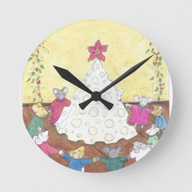 Horloge Ronde Mice around a Cheese Christmas Tree (Recto)