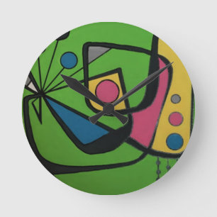 Horloge Ronde 'Mid Century Modern Abstract num 4' sur un