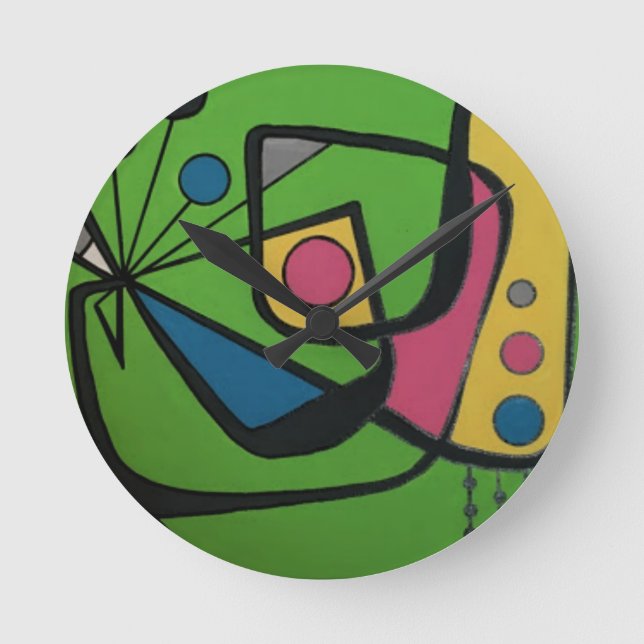 Horloge Ronde 'Mid Century Modern Abstract num 4' sur un (Recto)