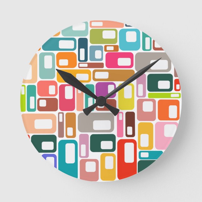 Horloge Ronde Mid-Century Modern Pattern (Recto)