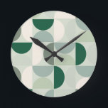 Horloge Ronde Mid Century Moderne Abstrait Motif Sage Green<br><div class="desc">Motif moderne du milieu du siècle - formes géométriques abstraites - motif minimaliste en vert sauge.</div>