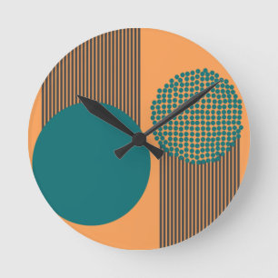 Horloge Ronde Midcentury Modern Circle and Lines