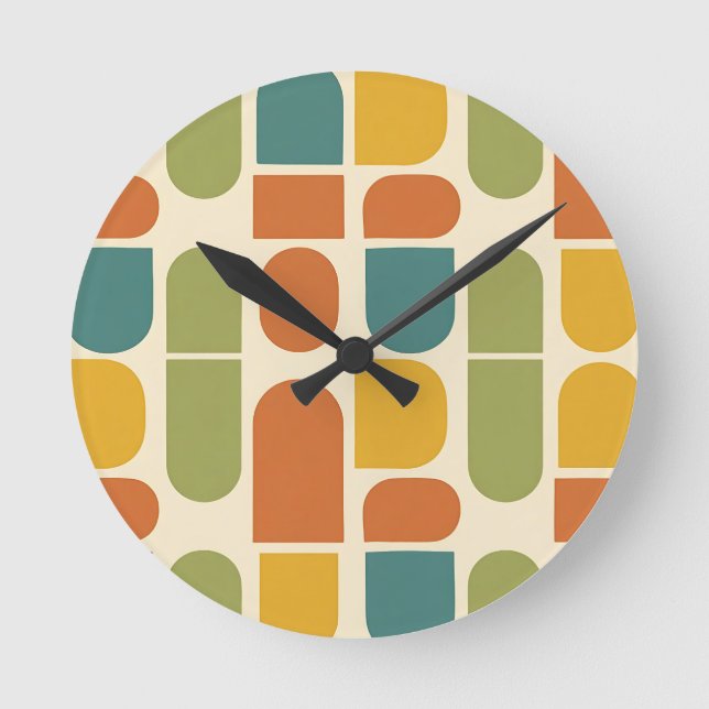 Horloge Ronde Midcentury Modern Organic Shapes Pattern (Recto)