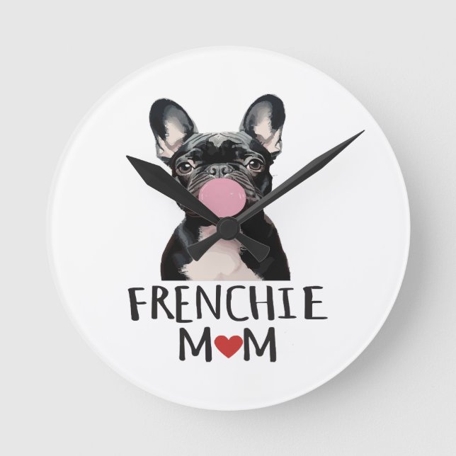 Horloge Ronde Mignon bouledogue français (Recto)