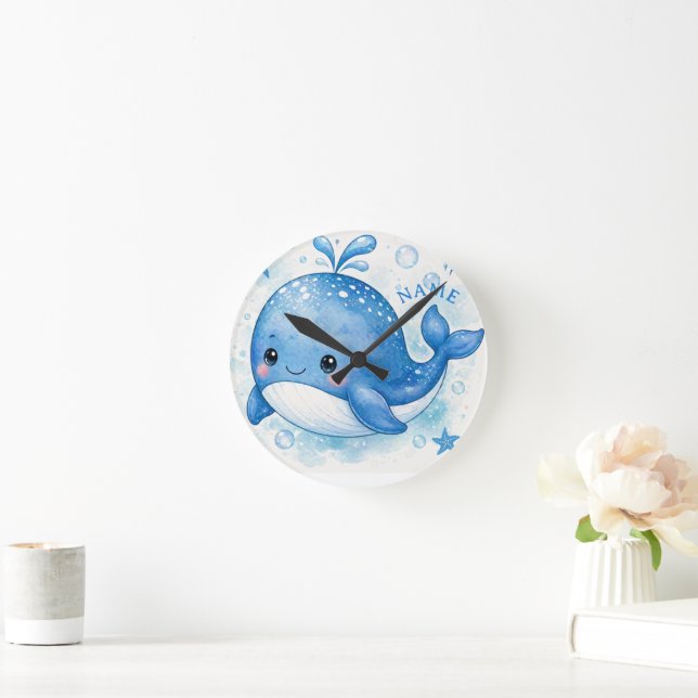 HORLOGE RONDE MIGNON KAWAII BALEINE (Maison)
