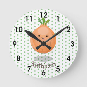 Horloge Ronde Mignon oignon brun heureux illustration de dessin 