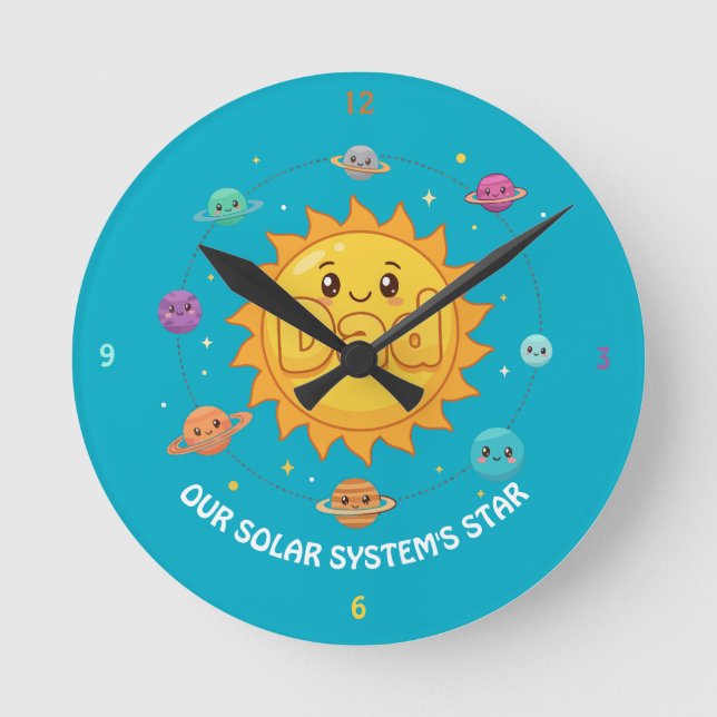 Horloge Ronde Mignon Système Solaire Papa Étoile Espace Dessin A (Recto)