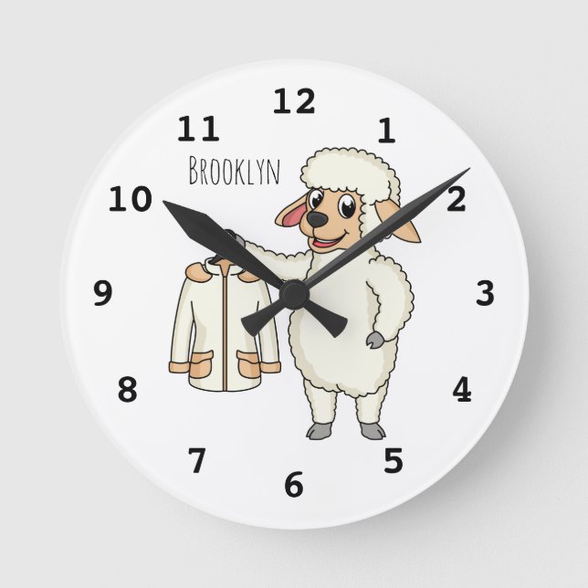 Horloge Ronde Mignonne brebis avec blouson  (Recto)