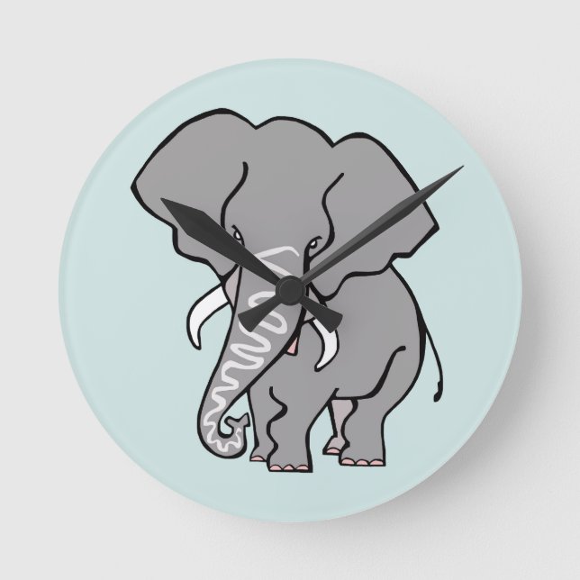 Horloge Ronde Mignonne ELEPHANT Africain -Animal en voie de disp (Recto)