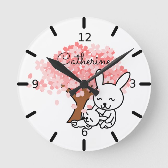 Horloge Ronde Mignons lapins - (Recto)