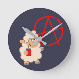 Horloge Ronde Mignons mouton de caricature rebelle