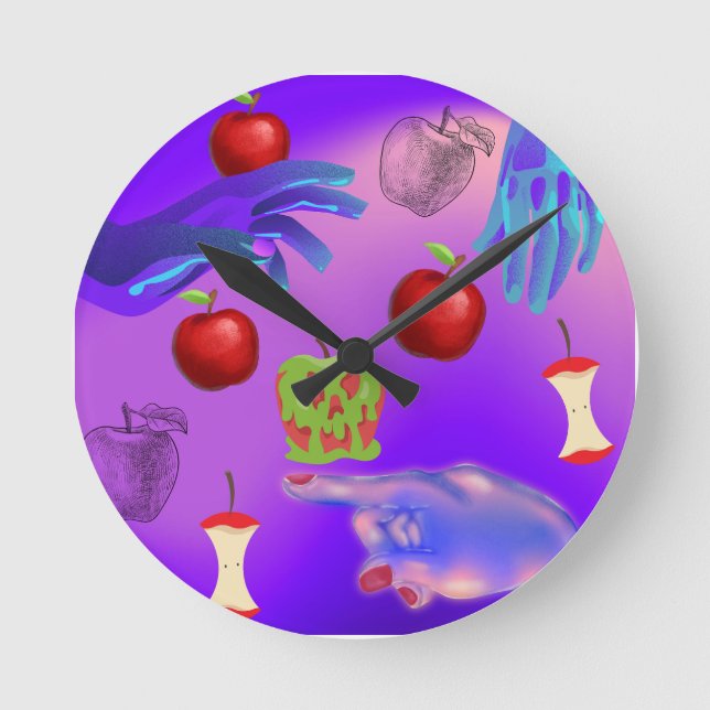 Horloge Ronde Mikitiez crâne rouge toxique pomme vegan été (Recto)