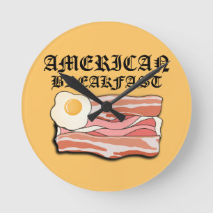 Horloge Ronde Mikitiez petit-déjeuner américain oeufs de bacon p