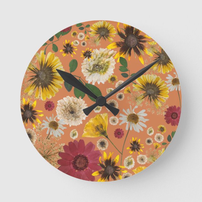 Horloge Ronde Mikitiez terre natale nature selfloe fleur rose (Recto)