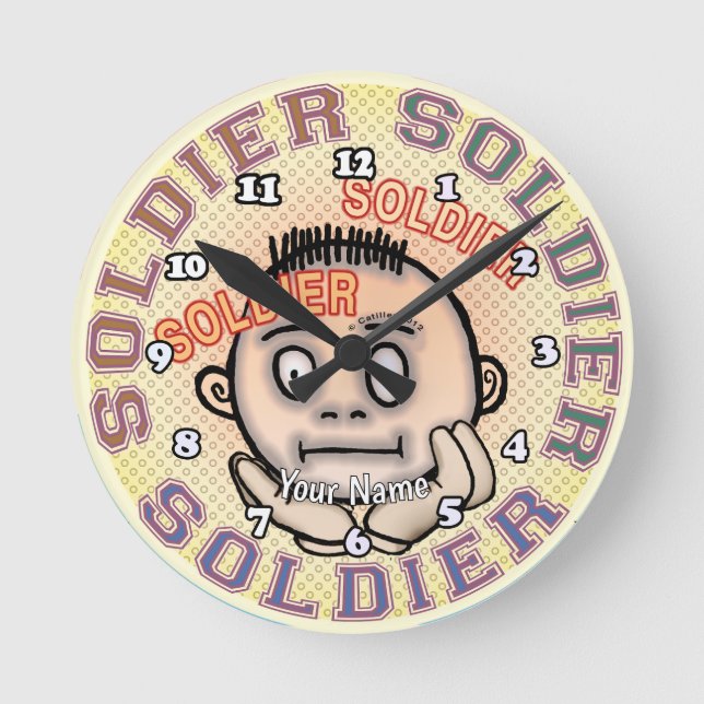 Horloge Ronde Militaire Soldat (Recto)