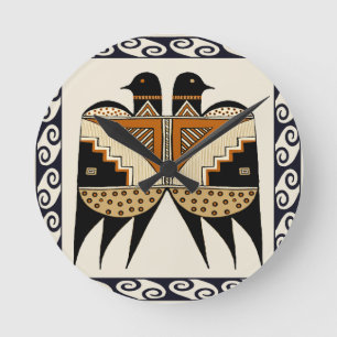 Horloge Ronde Mimbres Twin Birds