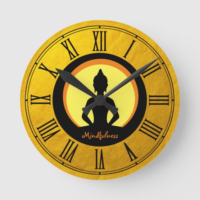 Horloge Ronde Mindfulness & Bouddha Golden Meditation / Bouddhis (Recto)