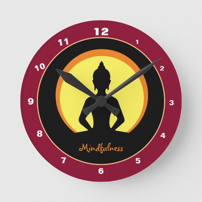 Horloge Ronde Mindfulness & Meditation Design Clock Buddha /monk (Recto)