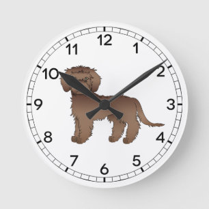 Horloge Ronde Mini Goldendoodle au Chocolat Chien de Dessin Anim