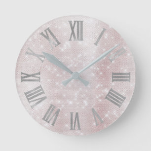 Horloge Ronde Mini Rose Blush Silver Gray Spark Roman Numbers