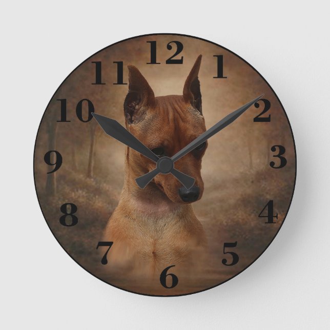 Horloge Ronde Miniature de Pinscher (Recto)
