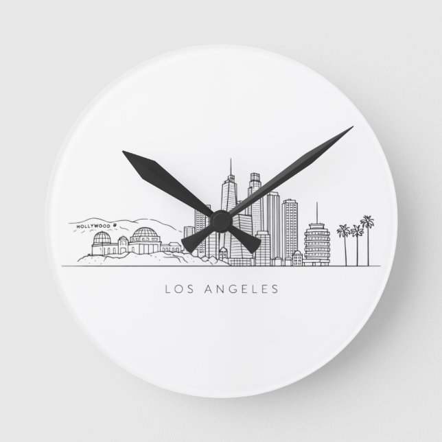 Horloge Ronde Minimalist Los Angeles Skyline Illustration (Recto)