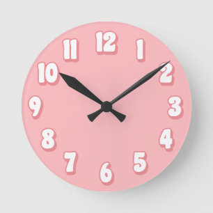 Horloge Ronde Minimaliste Rose Pâle Blanc Rétro 