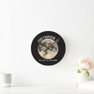 Horloge Ronde mission Artémis sur la lune